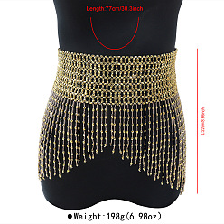 Gold Summer Beach Plastic Mesh Tassel Skirt Body Chains for Sexy Bikini, Gold, 770x228mm