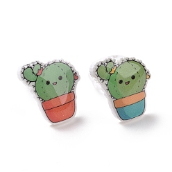 Colorido Aretes de acrílico con alfileres de plástico para mujer, plantas suculentas, colorido, 13x11.5 mm, pin: 0.9 mm