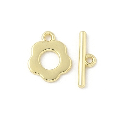 Золотой Застежка тоггл из сплава, без кадмия и без свинца, стойки покрытие, цветок, золотые, Цветок: 13x10.5x1.5 мм, отверстие : 1.5 мм, бар: 4.5x14x1.5 mm, отверстие : 1.5 мм