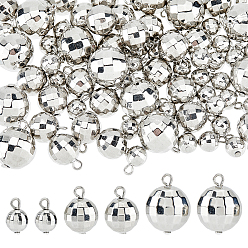 Платина 72 шт 3 стили подвески из смолы, шарм диско-шар, граненые, с железной петлей, платина, 12~20.5x8~16 мм, отверстие : 2 мм