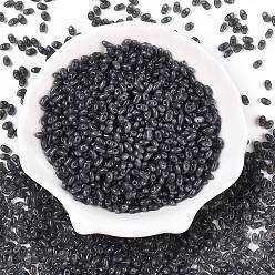 Серый Стеклянные бусины с имитацией нефрита, 2-луночное, овальные, серые, 5~6x2.5~3.5x3 мм, отверстие : 0.7~0.9 мм, Около 7500 шт / фунт