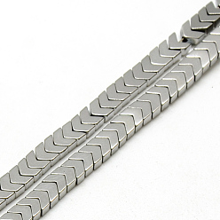 Platinum Plated Electroplate Non-magnetic Synthetic Hematite Beads Strands, Arrow, Platinum Plated, 3.5x4x2mm, Hole: 1mm, about 183pcs/strand, 15.7 inch