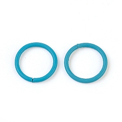 Sky Blue Iron Jump Rings, Open Jump Rings, Sky Blue, 18 Gauge, 10x1mm, Inner Diameter: 8mm