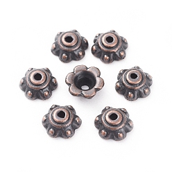 Красная Медь Тибетское металлических колпачков, без свинца и без кадмия, красная медь, 7x3 мм, отверстие : 1.5 мм