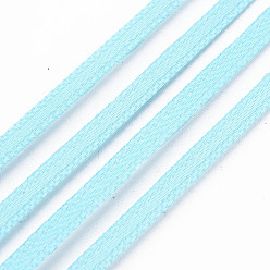 Blassem Türkis Doppelseitiges Satinband, Polyesterband, blassem Türkis, 1/8 Zoll (3 mm) breit, etwa 880yards / Rolle (804.672 m / Rolle)