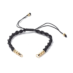 Black Bracelet Making Accessories, with Braided Nylon Thread, Brass Beads & 304 Stainless Steel Jump Rings, Black, 6-1/8x1/4 inch(15.7~28.5x0.5cm)