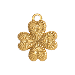 Настоящее золото 18K 304 Настройки кулон стразы кабошон из нержавеющей стали, Четыре листа клевера, ионное покрытие (ip), реальный 18 k позолоченный, 16x14 мм, отверстие : 2 мм