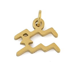 Водолей 316 l хирургические подвески из нержавеющей стали, чары созвездий, с целью перехода в кольце, золотые, Водолей, 8.5x10x1.5 мм, отверстие : 2.5 мм