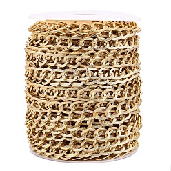 Золотой Алюминиевые текстурированные цепи для бордюров, несварные, с катушкой, золотые, 14x10x1 мм, около 82.02 футов (25 м) / рулон