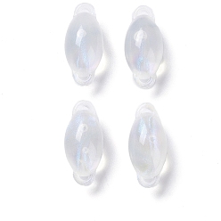 Floral White Transparent Acrylic Connector Charms, Glitter Egg Links, Floral White, 26.5x12x12mm, Hole: 1x3mm, about 254pcs/500g