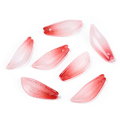 Малиновый Двухцветные стеклянные подвески, Подвески из листьев космоса двуперстного, малиновый, 21.5x8x5.5 мм, отверстие : 1.2 мм