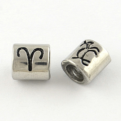 Овен Гладкая поверхность, устойчивая к потускнению 304 нержавеющая сталь европейская бусина, бусины с большим отверстием, овальное созвездие / знак зодиака, Овен, 9x8.5x6.5 мм, отверстие : 4.5 мм