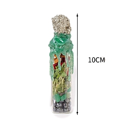 Халькопирит Украшение бутылки желаний прозрачное стекло, с дрейфовой бутылкой из природного халькопирита, для домашнего рабочего стола декор, 100 мм