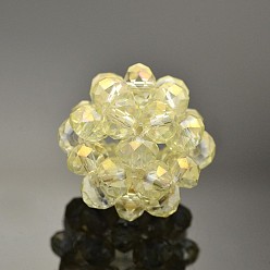 (966) Внутренний цвет Кристалл / Лиловато-лиловый на подкладке Полукруглые круглые плетеные бусины из прозрачного стекла rondelle, кассетные шарики, с покрытием цвета радуги, 14 мм, бусины : 4 мм