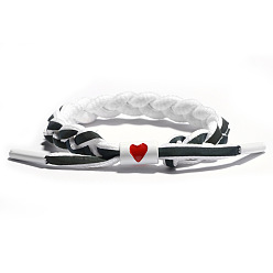 White Adjustable Polyester Cord Braided Bracelets, with Alloy Findings, White, 6-3/4 inch(17cm)