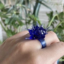 Синий Полимерные пальцевые кольца, морской еж, синие, 17 мм