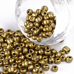 Goldenrod Baking Paint Glass Seed Beads, Goldenrod, 6/0, 4~5x3~4mm, Hole: 1~2mm, about 4500pcs/bag