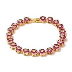 Камелия Браслеты-цепочки с цветочным звеном из латуни и циркония для женщин, без свинца и без кадмия, реальный 18 k позолоченный, камелия, 7-1/2 дюйм (19 см)