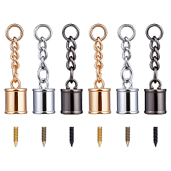 (52) Непрозрачная лаванда 30 наборы 3 цвета цинковый сплав наконечники шнура, с винтом, Торцевые крышки, колонка, разноцветные, 49 мм, 10 комплектов / цвет