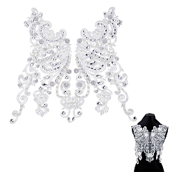 Белый 1заплатки для одежды из полиэстера, цветок, со стразами и жемчужинами из АБС-пластика, белые, 440x470x6.5 мм