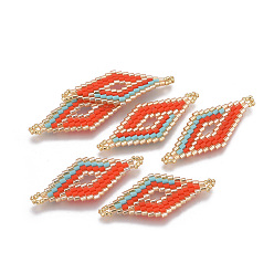 Разноцветный Японский бисер miyuki & toho ручной работы ссылки, Ткацкий станок, ромб, красочный, 40.5x16~16.5x2 мм, отверстие : 2 мм