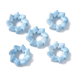 Светло-Голубой Натуральный радужный агат алашан европейские бусины, бусины с большим отверстием, окрашенные, цветок, Небесно-голубой, 12~12.5x3.5~4 мм, отверстие : 4.5~5.5 мм