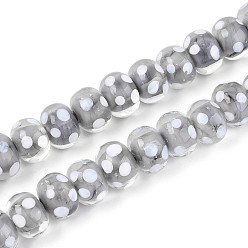 Темно-Серый Бусины лэмпворк , рондель с горошком, темно-серый, 12~13.5x8.5~10 мм, отверстие : 1.5~1.6 мм