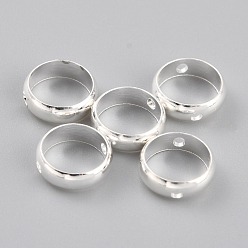 925 Sterling Silver Plated Brass Beads Frames, Long-Lasting Plated, Round Ring, 925 Sterling Silver Plated, 8x2.5mm, Hole: 1mm