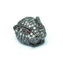 Черный Цвет Металла Латунь микро проложить кубические циркониевые леопардовые головки, без свинца, без кадмии и без никеля, прозрачные, металлический черный , 14x13x9 мм, Отверстие : 3 мм & 7x4 мм