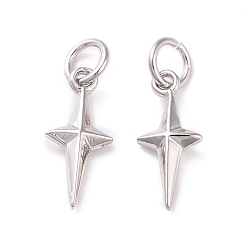 Платина Латунь прелести, с целью перехода в кольце, без кадмия и без свинца, звезда, платина, 14x6x2.5 мм, отверстие : 3 мм