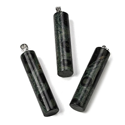 Яшма Камбаба Кулоны из натуральной яшмы камбаба, Подвески в виде колонн с 304 защелкивающимися креплениями из нержавеющей стали, цвет нержавеющей стали, 54.5~56x12~14 мм, отверстие : 6x4 мм