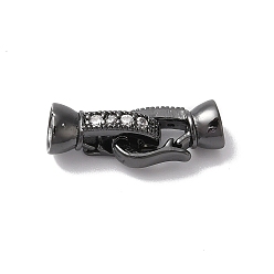 Черный Латунное микропейв, прозрачный кубический цирконий, складные застежки, без кадмия, без никеля и без свинца, чёрные, 20 мм, отверстие : 4 мм