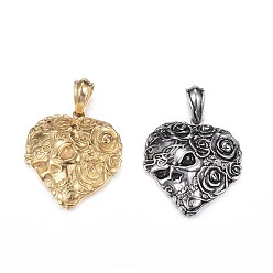 (52) Непрозрачная лаванда 316 хирургические подвески из нержавеющей стали, сердце с черепом, разноцветные, 45x42x8 мм, отверстие : 7x12.5 мм