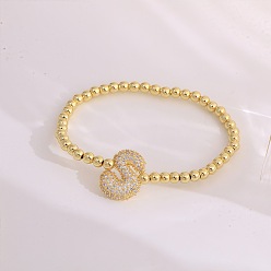 Letter S Женские браслеты из латуни с микропаве из прозрачных кубических цирконий, буквы, золотые, Письмо с, 6.69 дюйм (17 см)