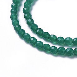 Green Natural Green Onyx Agate Beads Strands, Faceted, Round, Green, 2~3x2~2.5mm, Hole: 0.2mm, about 181~210pcs/strand, 15.9~16.3 inch(40.4~41.5cm)