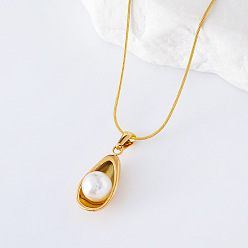 Золотой 3 шт. французские ожерелья с подвеской в виде авокадо из нержавеющей стали и искусственного жемчуга для женщин, белые, золотые, 15.75 дюйм (40 см)