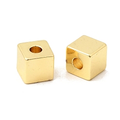 Настоящее золото 18K Латунные бусины, долговечный, без кадмия и без свинца, кубические, реальный 18 k позолоченный, 5x5x5 мм, отверстие : 2 мм