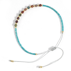 Натуральный Агат Браслеты из натуральных агатовых бусин, сплетенные из бусин., украшения из стеклянного бисера для женщин, 11.02 дюйм (28 см)