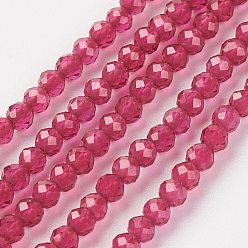 Хрусталь Натуральный кварцевый кристалл, окрашенные, имитация рубин, круглые, граненые, 2 мм, отверстие : 0.5 мм, около 180 шт / нитка, 35 см