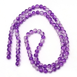 Dark Violet Baking Painted Crackle Glass Bead Strands, Round, Dark Violet, 6mm, Hole: 1.3~1.6mm, about 133pcs/strand, 31.4 inch