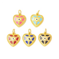 (52) Непрозрачная лаванда Латунь эмаль подвески, долговечный, реальный 18 k позолоченный, без кадмия и без свинца, сердце, разноцветные, 17x15x4 мм, Перейти кольцо: 6x1 мм, 4 мм внутренним диаметром