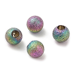 Rainbow Color Ионное покрытие (ip) 304 конец шнура из нержавеющей стали, Торцевые крышки, текстурированная круглая, Радуга цветов, 3 мм, отверстие : 1.2 мм