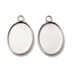 Нержавеющая Сталь Цвет 304 Настройки кабошон из нержавеющей стали кулон, овальные, цвет нержавеющей стали, лоток : 10.5x14.5 мм, 18x11x1.5 мм, отверстие : 1.8 мм