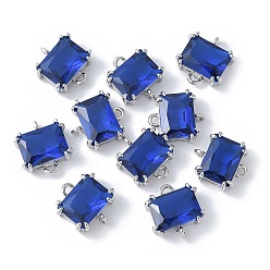 Rectangle Шармы-соединители из латуни с паве из кубического циркония, стойки покрытие, долговечный, без кадмия и без свинца, платина, прямоугольные, 10x9.5x4 мм, отверстие : 1 мм