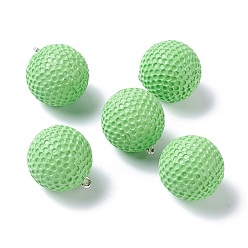 Pale Green Plastic Pendants, with Platinum Tone Iron Loops, Uneven Tennis and Rugby, Pale Green, 23x20mm, Hole: 2mm