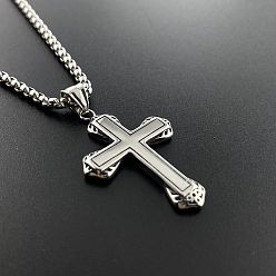 Нержавеющая Сталь Цвет Классный мужской крест 304 подвеска из нержавеющей стали панк-ожерелье, цвет нержавеющей стали