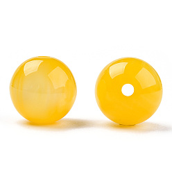 Gold Resin Beads, Imitation Gemstone, Round, Gold, 12mm, Hole: 2mm