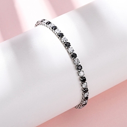 (52) Непрозрачная лаванда 304 Браслеты-цепочки из нержавеющей стали с кубическим цирконием для женщин, квадратный, разноцветные, 6-3/4 дюйм (17~17.2 см)