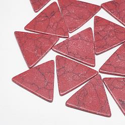 Red Synthetic Turquoise Cabochons, Dyed, Triangle, Red, 10x11x2mm