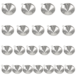 Stainless Steel Color 304 Stainless Steel Pendant Rhinestone Settings, Cone, Stainless Steel Color, 11~17x8.5~14.5x3~5.5mm, Hole: 1mm, 120pcs/box